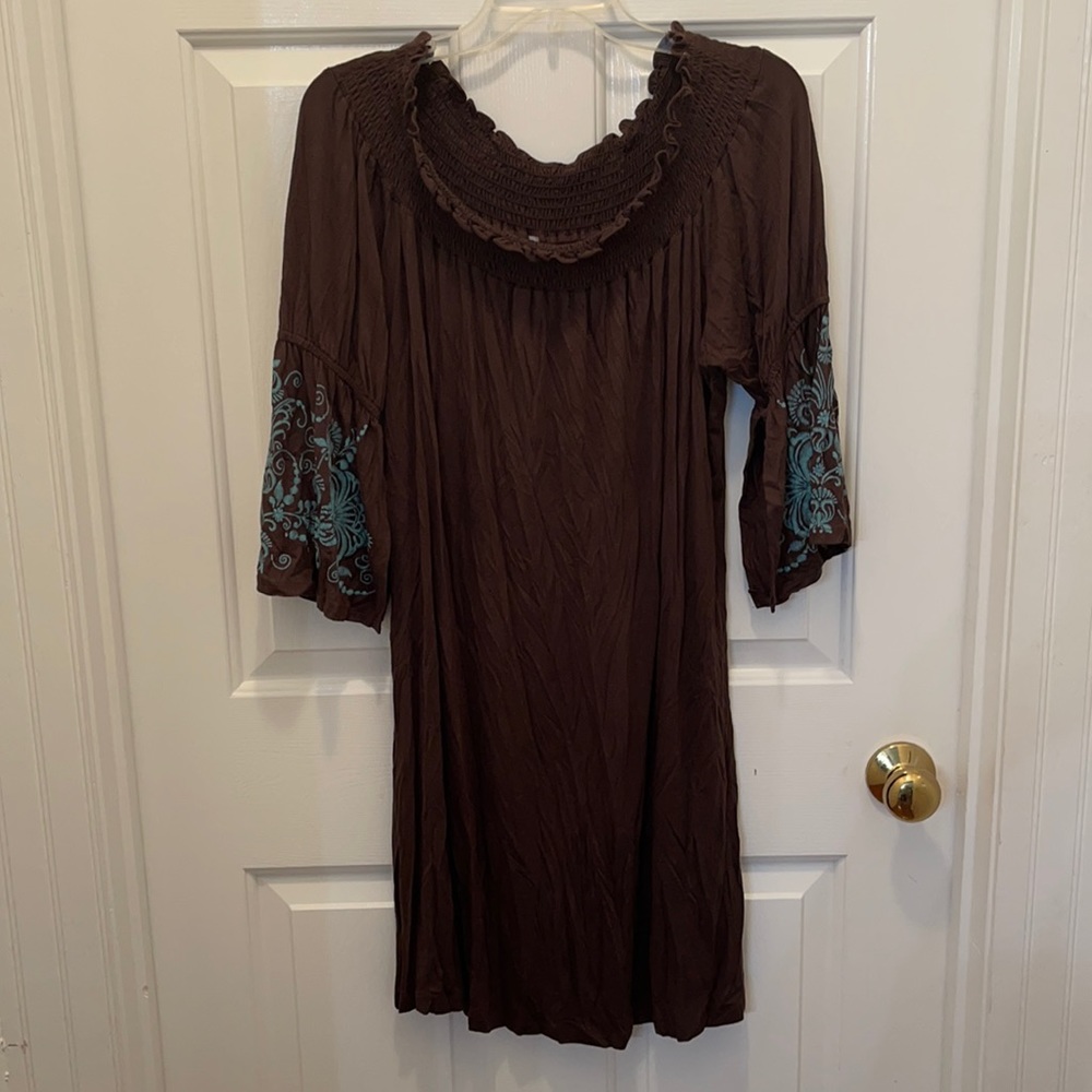 Off the shoulder dress with bell sleeve bottoms